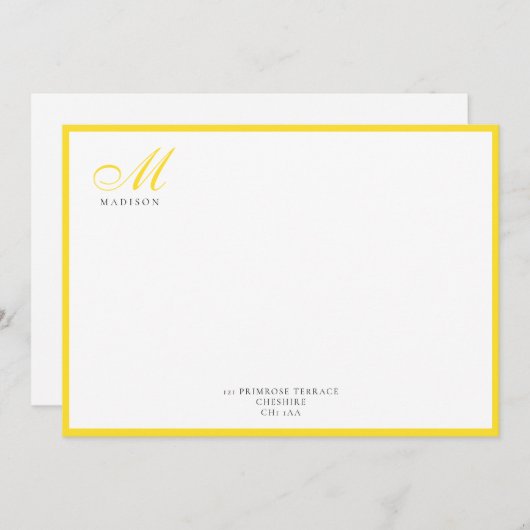 Elegante moderne Kalligrafie Script Ananas Gelb Mitteilungskarte (Vorne/Hinten)