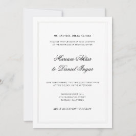 Elegante moderne Kalligrafie Script White Wedding Einladung