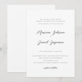 Elegante moderne Kalligrafie Script White Wedding Einladung (Vorne/Hinten)