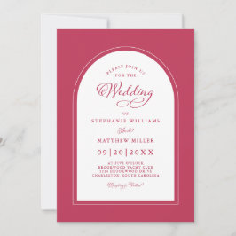 Elegante Moderne Kalligrafie Wedding Magenta Red Einladung