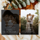 Elegante moderne Kalligraphie 2-Foto Hochzeit Save The Date