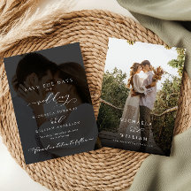 Elegante moderne Kalligraphie 2-Foto Hochzeit