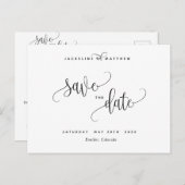Elegante moderne Kalligraphie Hochzeit retten das Postkarte (Vorne/Hinten)