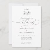 Elegante Moderne Kalligraphie Magnolia Wappen Hoch Einladung (Vorderseite)