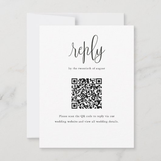 Elegante moderne Kalligraphie QR Code Hochzeit RSVP Karte (Vorderseite)