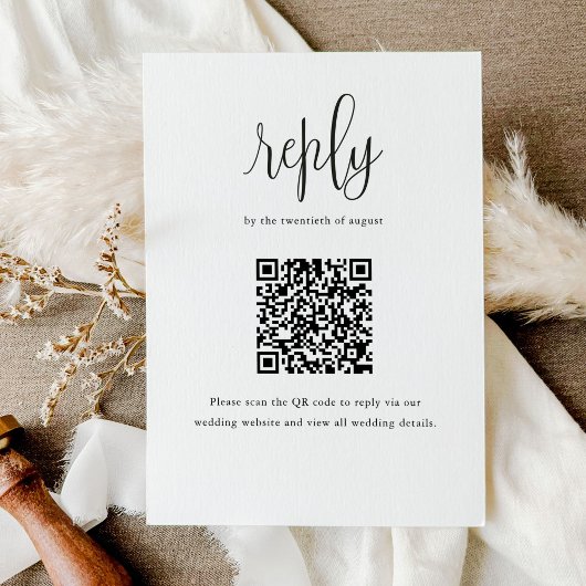 Elegante moderne Kalligraphie QR Code Hochzeit RSVP Karte