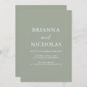 Elegante Moderne Kalligraphie Sage Green Wedding Einladung (Vorne/Hinten)