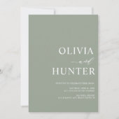 Elegante Moderne Kalligraphie Sage Green Wedding Einladung (Vorderseite)