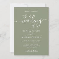 Elegante Moderne Kalligraphie Sage Green Wedding