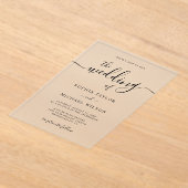 Elegante moderne Kalligraphie Schwarz & Weiß Hochz Acryleinladungen (Ablage )