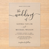 Elegante moderne Kalligraphie Schwarz & Weiß Hochz Acryleinladungen (Vorderseite)