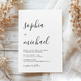 Elegante moderne Kalligraphie Schwarz & Weiß Hochz Einladung