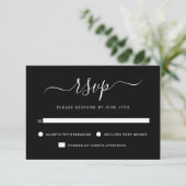 Elegante moderne Kalligraphie Schwarz & Weiß Hochz RSVP Karte (Stehend Vorderseite)