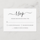 Elegante moderne Kalligraphie Schwarz & Weiß Hochz RSVP Karte (Vorderseite)