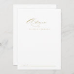 Elegante moderne kalligraphische Hochzeit Hinweiskarte<br><div class="desc">Diese elegante, moderne Kalligraphie Gold Hochzeitsratenkarte ist ideal für eine rustikale Hochzeit. Das einfache und stilvolle Design zeichnet sich durch klassische und extravagante Schriftzeichen in Gold aus. Diese Karten sind ideal für Hochzeiten, Brautparty, Babydusche, Graduiertenfest u.v.m. Personalisieren Sie die Karten mit den Namen der Braut und Bräutigam, den Eltern, die...</div>