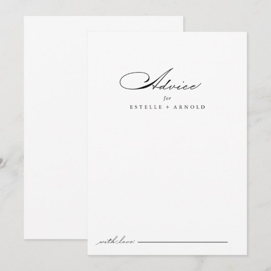Elegante moderne kalligraphische Hochzeitsberatung Hinweiskarte (Vorne/Hinten)