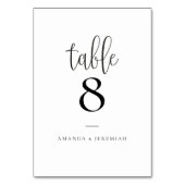 Elegante moderne kalligraphische Hochzeitsszenarie Tischnummer (Rückseite)