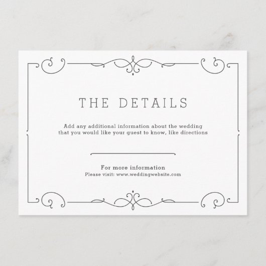 Elegante moderne Klassik Hochzeitskarte Begleitkarte (Vorderseite)