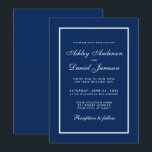 Elegante Moderne Klassische Hochzeit Einladung<br><div class="desc">Moderne elegante,  aber einfache Einladungs-Karte für Hochzeiten in klassischem Blau und Weiß</div>
