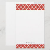 Elegante, moderne, klassische Hochzeit mit rotem V Briefpapier (Vorne/Hinten)