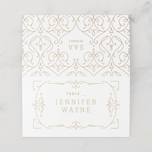 Elegante moderne klassische Platzkarten (Außenseite Aufgefaltet)