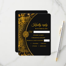 Elegante moderne, klassische RSVP-Karte in Schwarz