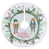 Elegante Moderne Kleider und Skripte Frohe Weihnac Polyester Weihnachtsbaumdecke (Vorderseite)