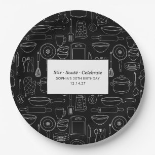 Elegante moderne Kochparty-Chef-Geburtstagsfeier Pappteller