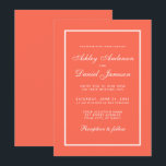 Elegante, moderne Korallen und weiße Hochzeiten Ei Einladung<br><div class="desc">Moderne elegante,  aber einfache Hochzeitskoralle und weiße Einladungskarte</div>