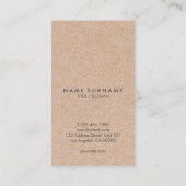 Elegante moderne Kraftpapier Visitenkarte (Rückseite)