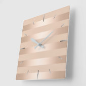 Elegante moderne Küken-Kupfer-Rose gestreift Quadratische Wanduhr (Winkel)