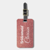 elegante moderne Küken Rose Gold Glitzer Bridesmai Gepäckanhänger (Vorderseite vertikal)