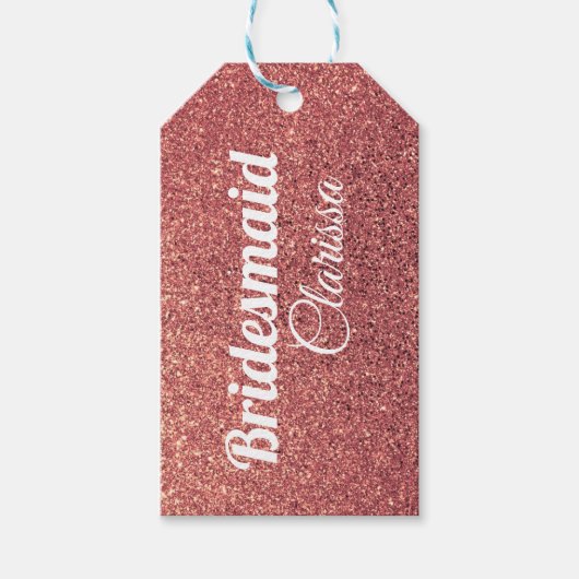 elegante moderne Küken Rose Gold Glitzer Bridesmai Geschenkanhänger (Vorderseite)