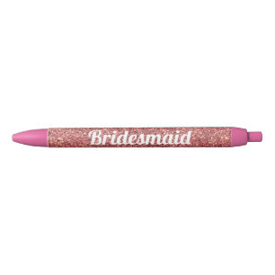 elegante moderne Küken Rose Gold Glitzer Bridesmai Kugelschreiber