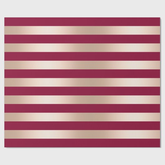 Elegante moderne Küken Rose goldbordeauxrot gestre Geschenkpapier (Flach)