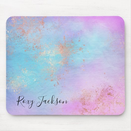 Elegante moderne Küken Rose goldfarben Aquarell fa Mousepad (Vorne)