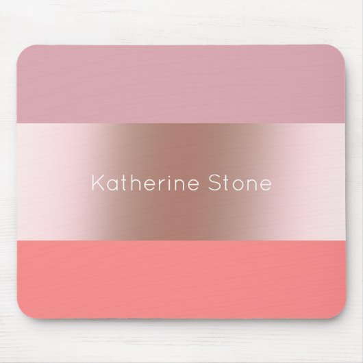Elegante moderne Küken-Rose, goldfarbene, rosa Kor Mousepad (Vorne)