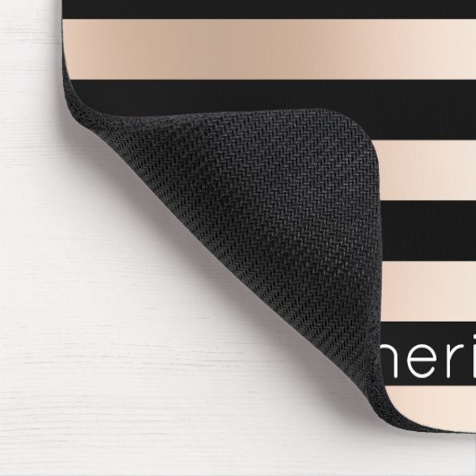 Elegante moderne Küken Rose schwarz gestreift Mousepad (Ecke)