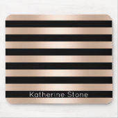 Elegante moderne Küken Rose schwarz gestreift Mousepad (Vorne)