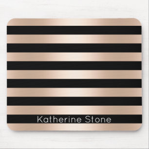 Elegante moderne Küken Rose schwarz gestreift Mousepad
