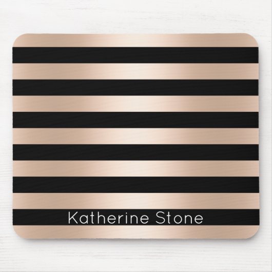 Elegante moderne Küken Rose schwarz gestreift Mousepad (Vorne)
