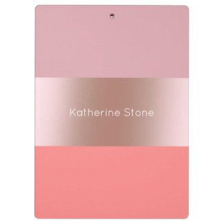 Elegante moderne Küken-Rosengoldrosakoralle Klemmbrett