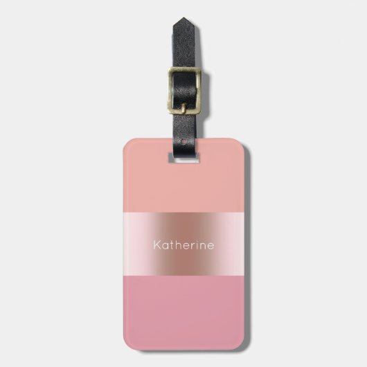 Elegante moderne Küken-Rosengoldrosaorange Gepäckanhänger (Vorderseite vertikal)