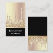 Elegante moderne Kupfergold-Glitzer-Tropfen Visitenkarte (Vorne/Hinten)