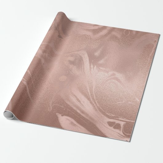 Elegante moderne Kupfergold-Rose mit rosa Marmor Geschenkpapier (Ungerollt)