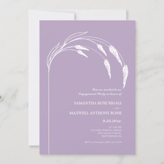 Elegante, moderne Lavenderbindungspartei Einladung (Vorderseite)