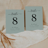 Elegante moderne, leicht grüne Hochzeit Tischnummer