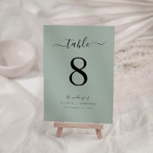 Elegante moderne, leicht grüne Hochzeit Tischnummer