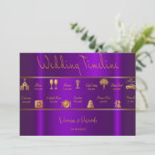 Elegante moderne leuchtende Violett Hochzeits-Zeit Programm (Stehend Vorderseite)
