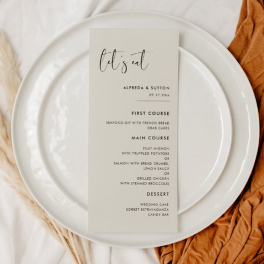 Elegante moderne Lichtspielfläche grün Lasst uns H Menükarte